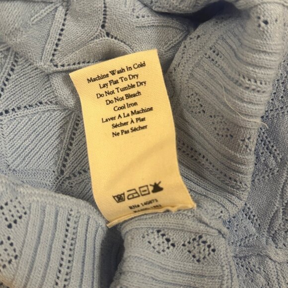 NEW LoveShackFancy Media Pointelle Scallop Cardigan in Morning Tide Blue | sz S - Picture 13 of 14